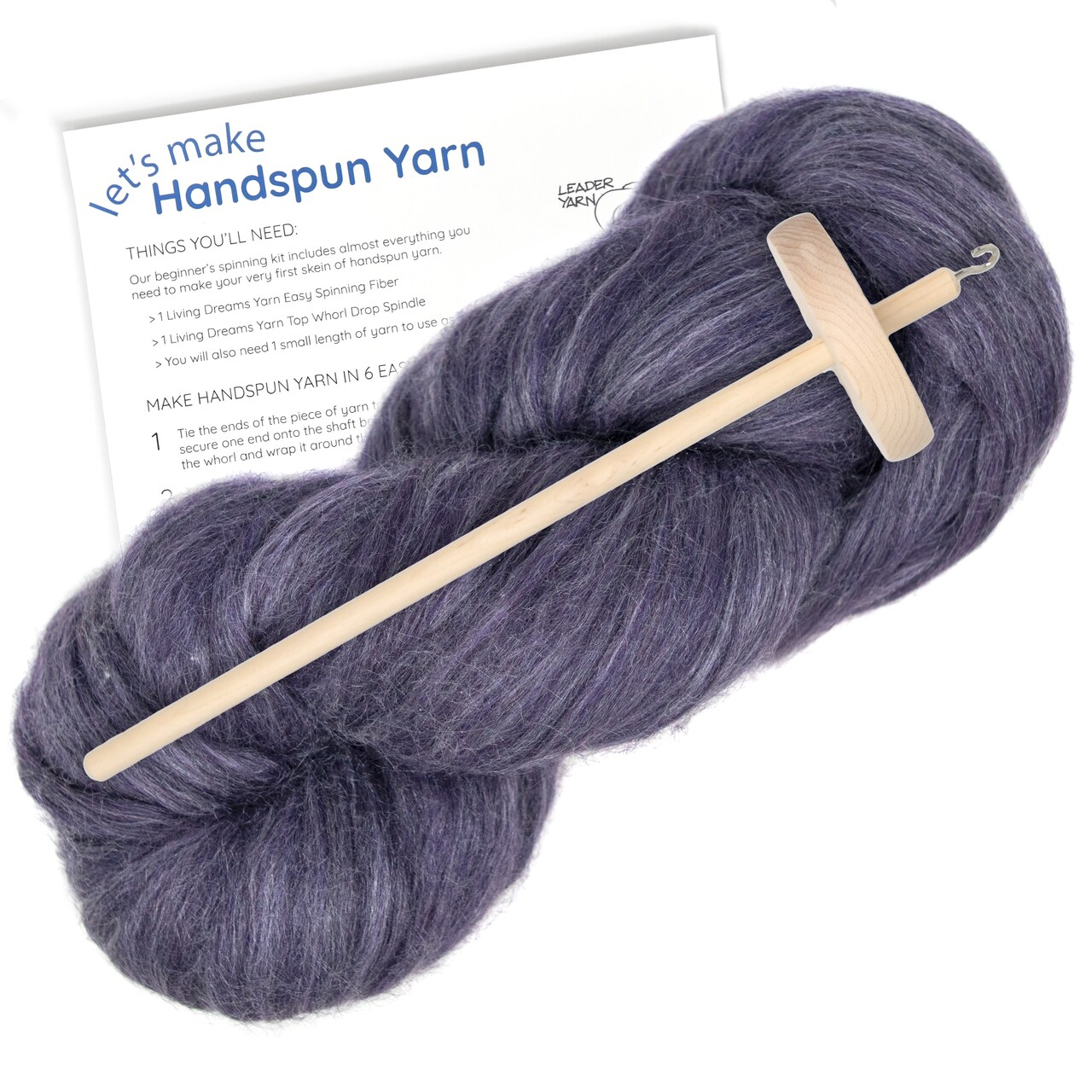 LEARN TO SPIN - Beginner's Spinning Kit with Drop Spindle and Merino/Silk Pencil Roving. Choose your color. Great gift idea